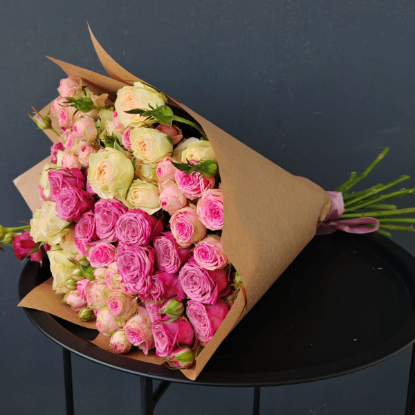 Розы кустовые Микс 25 шт 50 см Крафт